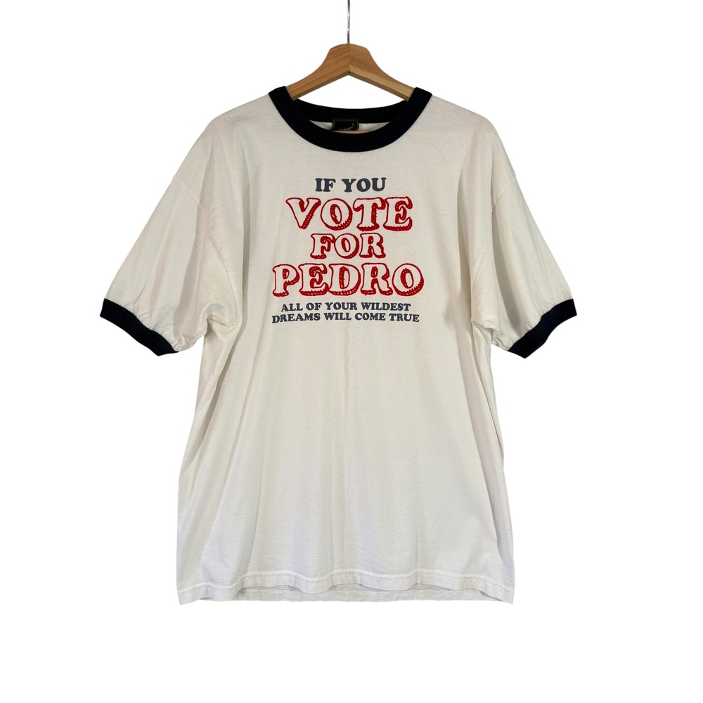 Vintage Y2k VOTE FOR PEDRO Napolean Dynamite Ringer Tee XL ODM USA Retro Merch